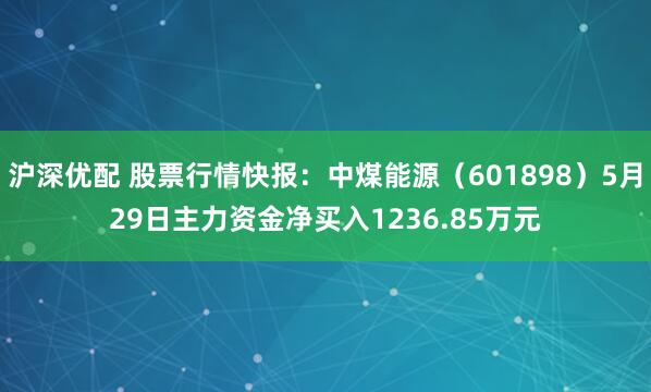 沪深优配 股票行情快报：中煤能源（601898）5月29日主力资金净买入1236.85万元